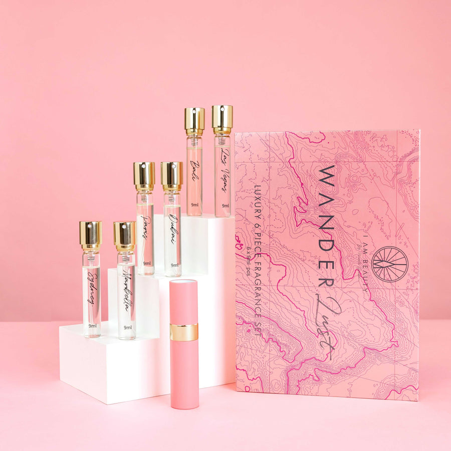 Wanderlust: Luxury 6-Piece Designer Inspired Fragrance Gift Set with Holder