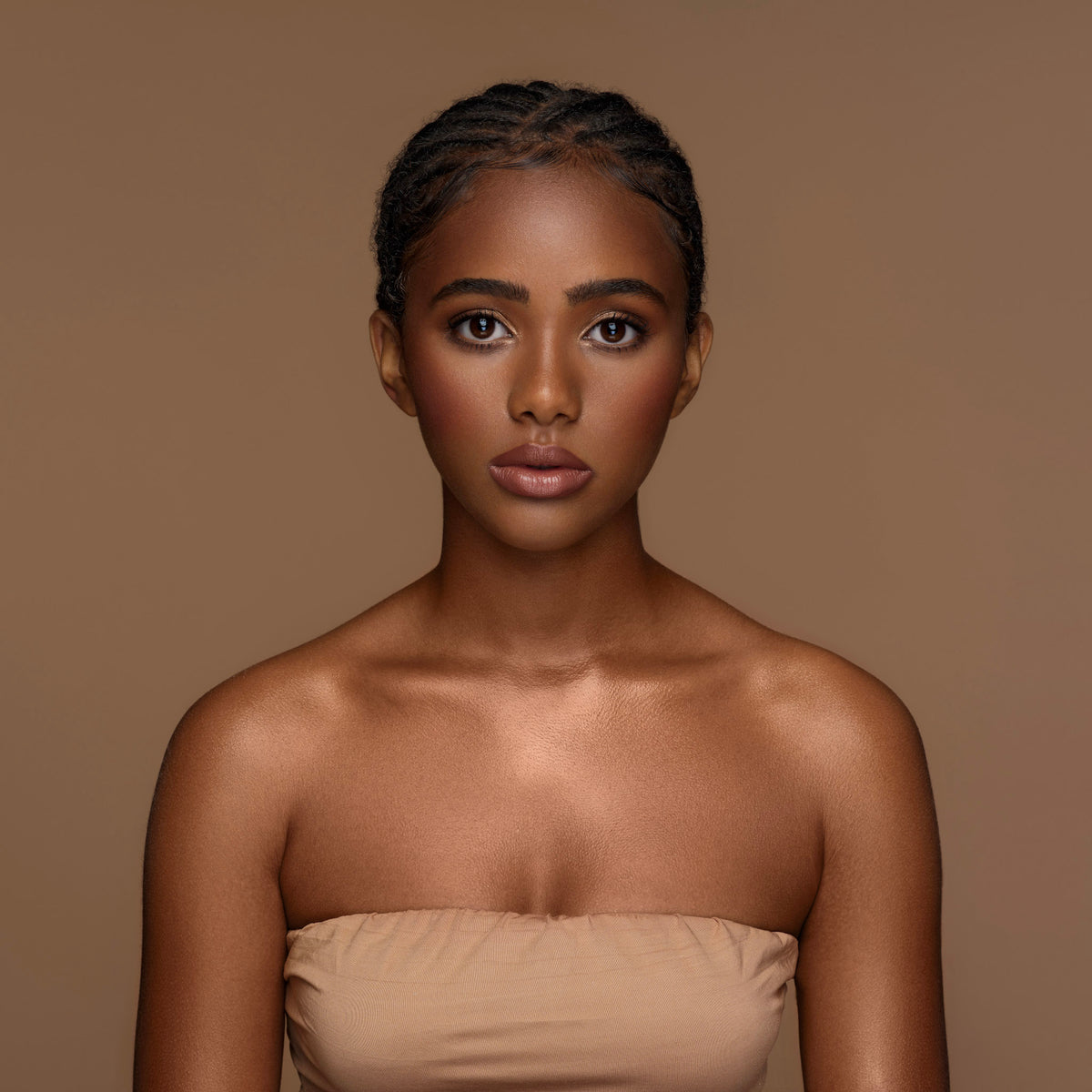Model wearing Your Shade Foundation